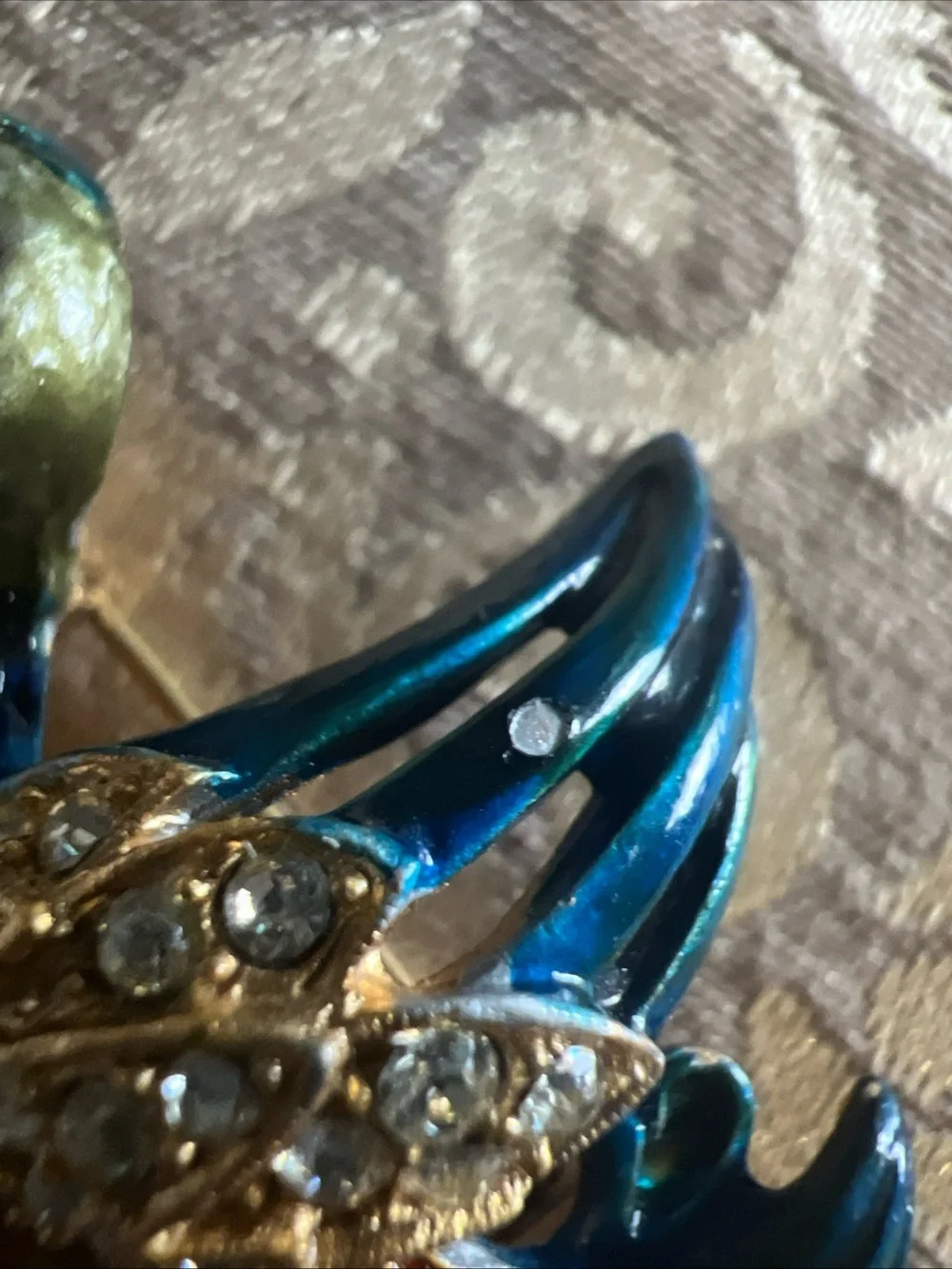 Vintage Enamel And Gold Tone Duck Brooch Pin Bird Brooch Rhinestone Duck Brooch